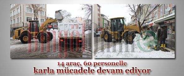14 araç, 60 personelle karla mücadele devam ediyor