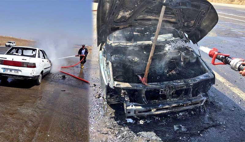 Seyir halindeki araç alev aldı
