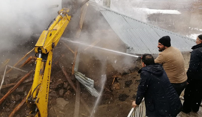 Yangında yavru köpekler can verdi