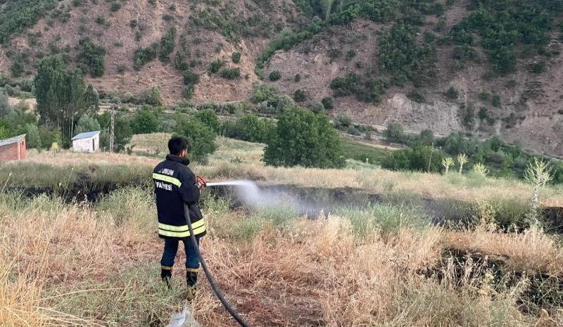 Bingöl`de örtü yangınına erken müdahale