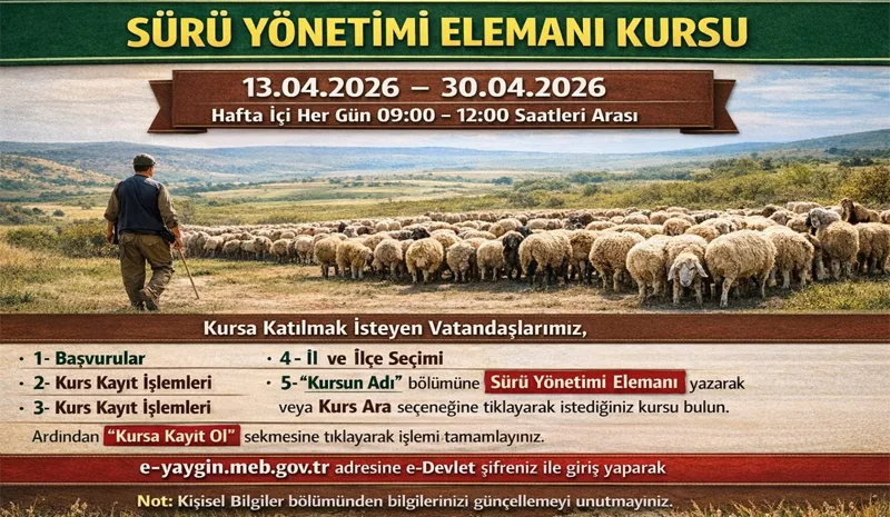Bingöl`de Sürü Yönetimi Elemanı Kursu Açılıyor