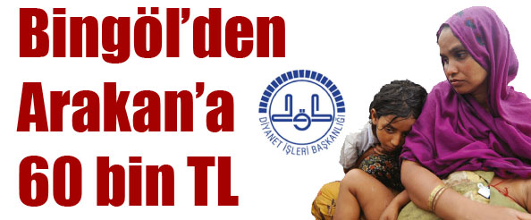 Bingöl`den arakan`a 60 bin tl