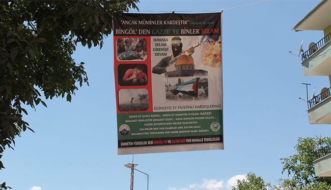 Bingöl`den filistin`e pankartlı destek
