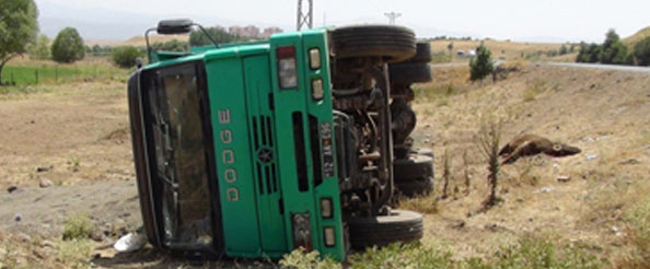 Dsi`ye ait araç kaza yaptı