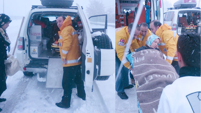 Hamile kadın 3 saatte kurtarıldı