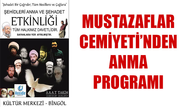 Mustazaflar cemiyeti`nden anma programı