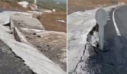 193 milyonluk yol yine çöktü! Trafiğe kapatıldı