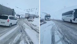 Bingöl-Erzurum yolunda kar etkisi! Araçlar yolda kaldı
